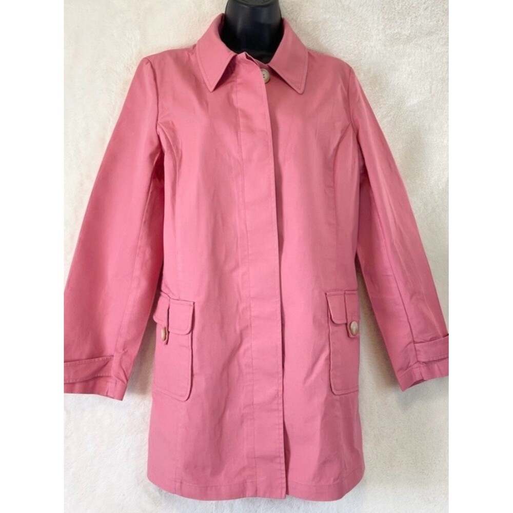 Rose Pink Trench Coat Jacket Size L – Classic Lightweight Button Front